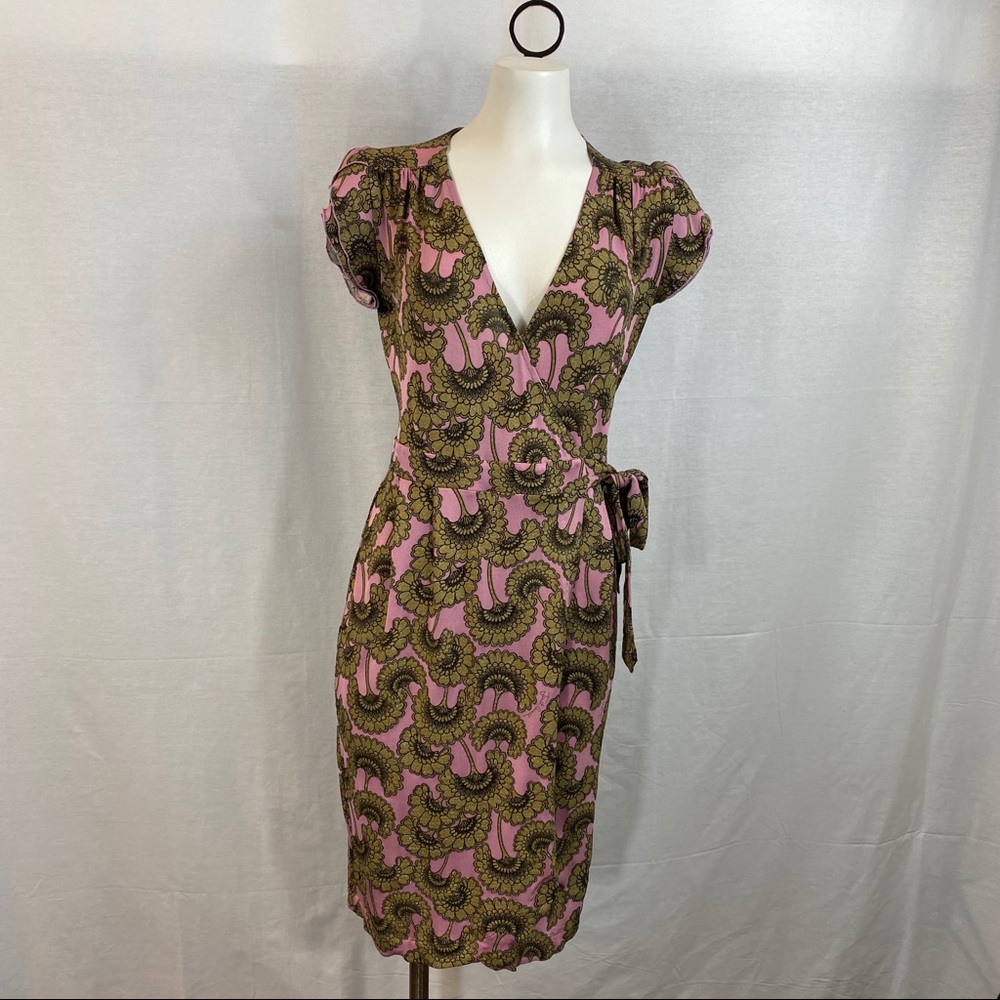 Just Cavalli ginkgo print wrap dress